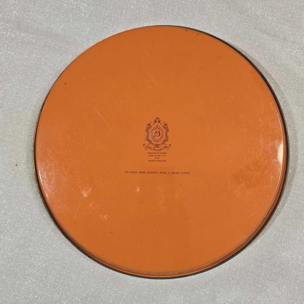 Vintage 70s Floral Daher Decorated Ware Round Tin Tray